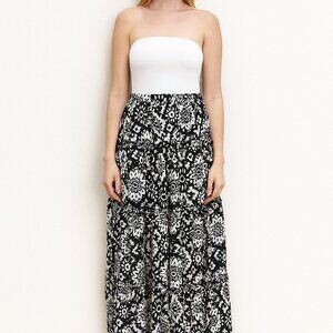 Boho Black & White Tiered Maxi Skirt – Flowy & Chic!